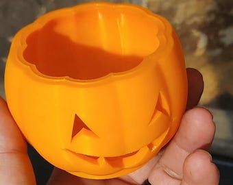 Mini Pumpkin Tealight Holder – 4” 3D Printed Halloween Décor | Single or Multipack