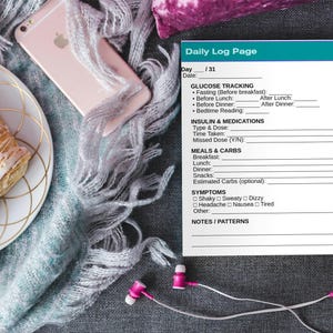Diabetes Daily Logbook Printable - 30-Day Blood Sugar Tracker, Glucose Log, Insulin & Carb Tracker, Diabetic Planner PDF