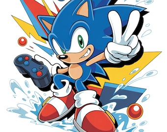 Sonic the Hedgehog PNG, Cartoon Character Clipart, Sublimation Design, T-Shirt Graphic, Digital Download