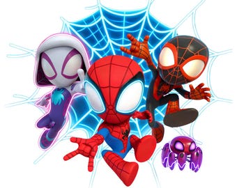Imagem PNG do Homem-Aranha e Seus Incríveis Amigos para Aniversário, Clipart do Homem-Aranha para Camiseta de Aniversário, Decoração de Bolo, Download Digital