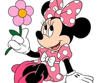 Pink Minnie Mouse Flower PNG, Cute Clipart Images, Floral Minnie Design, Sublimation PNG File, High Resolution Digital Download.