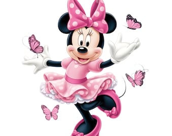 Pink Ballerina Minnie Mouse PNG, Butterfly Ballet Minnie Clipart, Cute Girl Shirt Design, Kids Party Graphic, Digital Download
