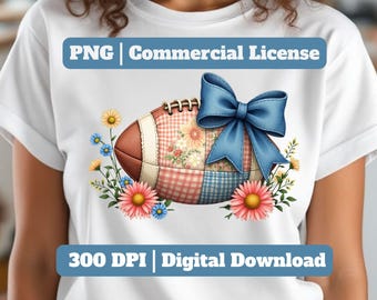 Patchwork Football PNG: Floral Fall Design for Sublimation (Digital Download)