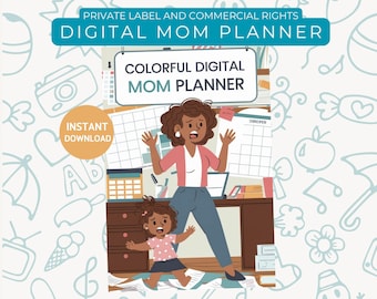 Colorful Mom Planner, Digital Life Planner for Busy Moms, Household Organizer, Family Schedule