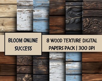Rustic Wood Digital Paper Pack: Shabby Chic Scrapbook Backgrounds (Digital Download