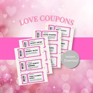 Libro de cupones de amor imprimible para ella y para él, cupón personalizable para el día de San Valentín, regalo para él, regalo para el esposo, regalo de aniversario, vales de amor