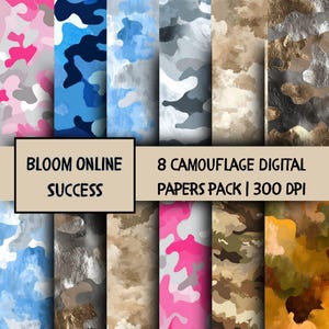 Seamless Camo Digital Paper Pack: Military, Scrapbook, Sublimation (Digital Download)