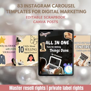 Instagram Carousel Templates: 83 Scrapbook Canva Posts (PLR Included)
