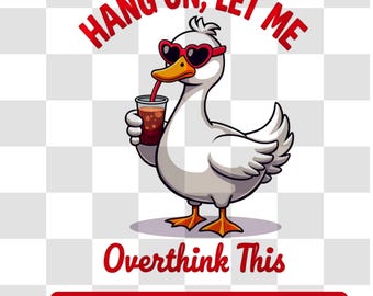 Funny Goose PNG: Retro Overthinking Clipart for T-Shirts (Digital Download)