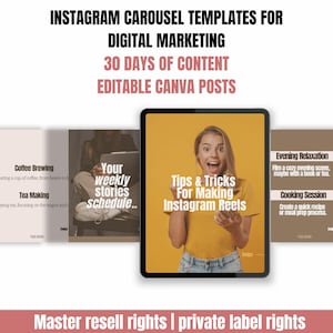 30 Days Instagram Carousel Templates: Editable Canva Posts (Digital Download)