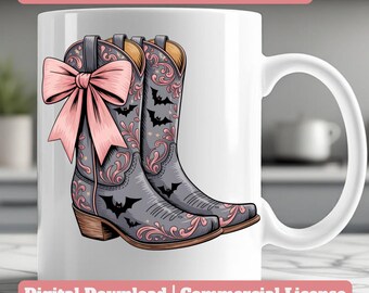 Halloween Cowgirl Boots PNG: Spooky Western Sublimation Design (Commercial Use)