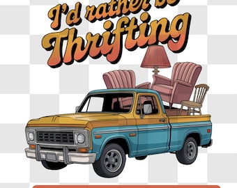 Funny Thrifting Truck PNG: Vintage Flea Market Clipart (Digital Download