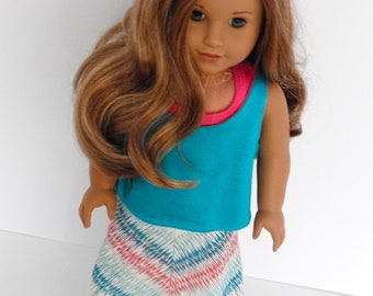 Trendy 18 Inch AG Doll Maxi Skirt, Tank Top, Sports Bra fits American Girl Doll
