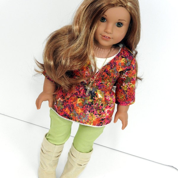 Trendy AG Doll Clothes Handmade 3 Piece Outfit - Skinny Jeans, Tunic Top, Tank Top