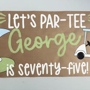 Let’s Par-tee Hand Painted Brown Paper Golf Birthday Banner