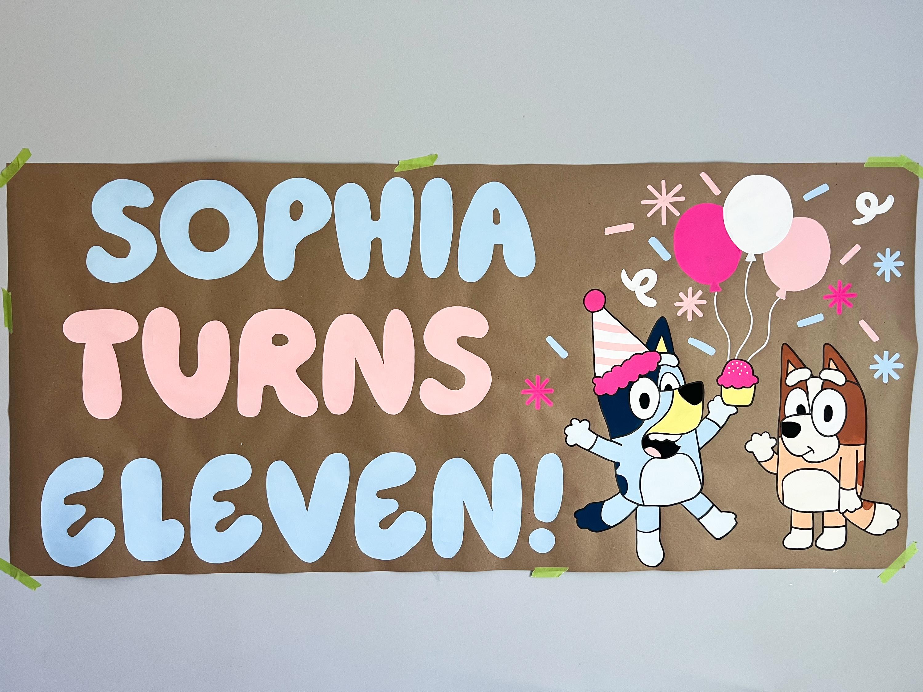 Custom Bluey Banner – Personalized birthday banner with theme.