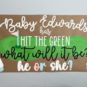 Hand Painted Custom Golf Gender Reveal Brown Paper Banner