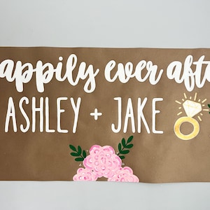 Floral Bridal Shower Hand Painted Brown Paper Banner