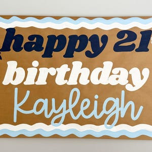 Coastal Hand Painted Brown Paper Birthday Banner