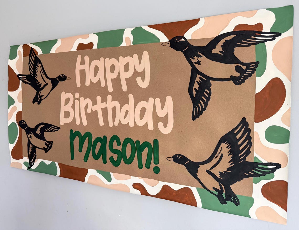 Duck Hunting Camo Hand Painted Brown Paper Birthday Banner - Etsy