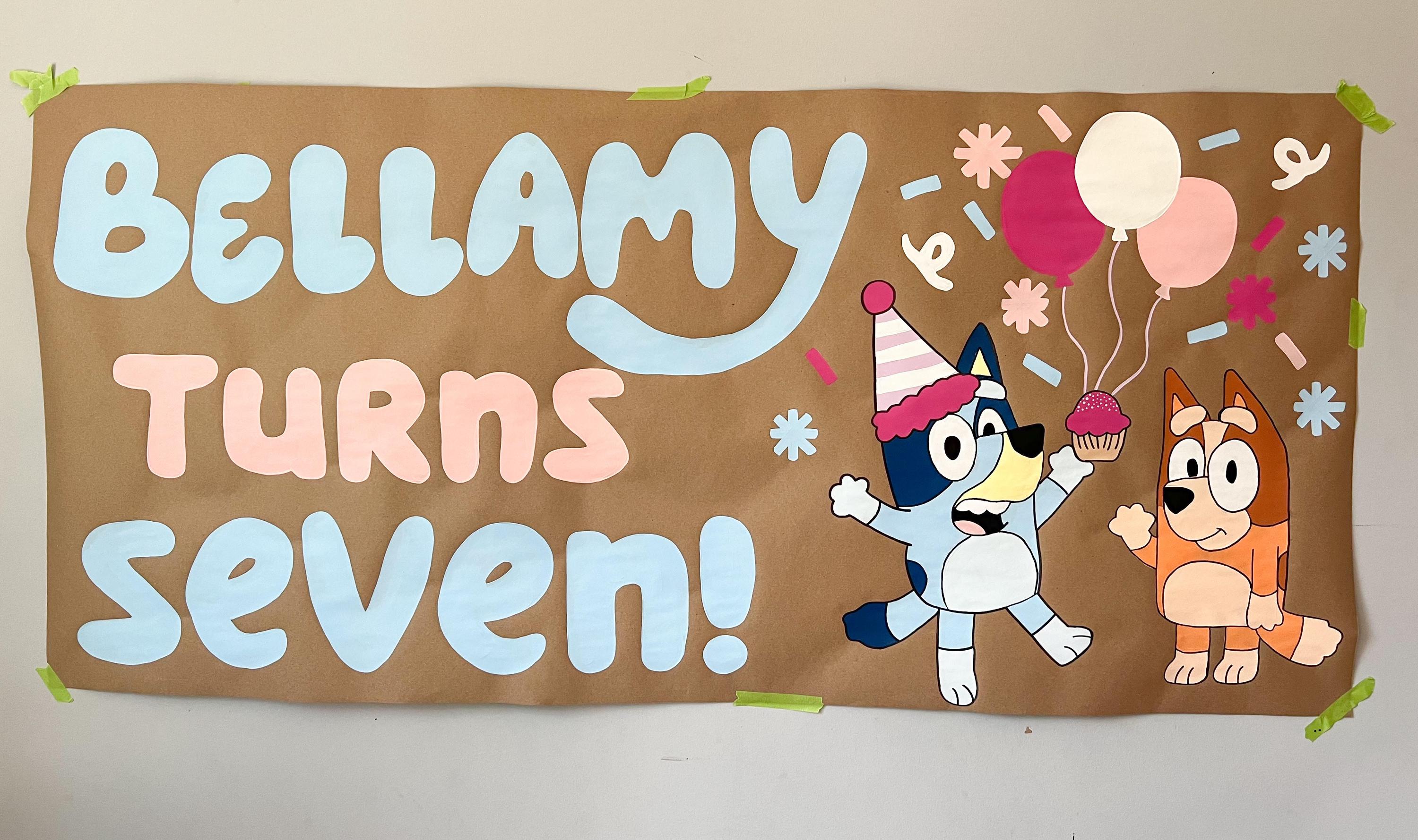 Custom Bluey Banner – Personalized birthday banner with theme.