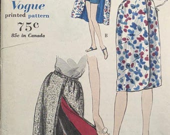 Patrón de costura vintage sin cortar de Vogue de los años 60, modelo 5188, para mujer: falda cruzada forrada y pantalones cortos, cintura 28.