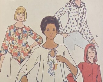 Vintage 70s Butterick Sewing Pattern 4203 Misses Knit BOHO Top w/Opt Hood Size 10 CUT