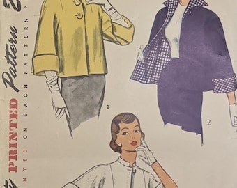 Uncut VTG 50s Simplicity Sewing Pattern 3451 Misses Swing Jacket Topper Size 14 B32