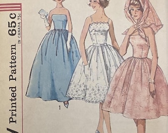 Patrón de costura Simplicity vintage de los años 60, número 4931, para vestido de cóctel de noche para mujer, talla 14 B34 CUT