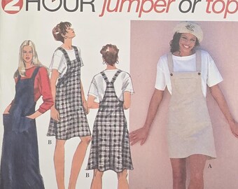 Uncut VTG 90s Simplicity Sewing Pattern 9503 Misses Bib Jumper & Top Size 4-6-8