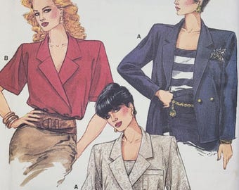 Patrón de costura vintage sin cortar de Vogue 9585 para camisa y camisola de mujer, tallas 14-16-18