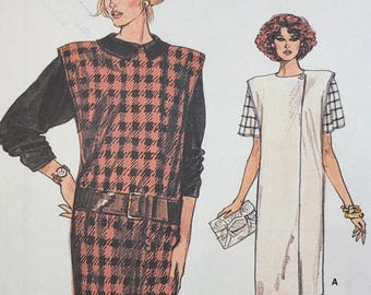 Patrón de costura vintage sin cortar de Vogue de los años 80, modelo 9370, para vestido y top cruzados de mujer, tallas 14-16-18.