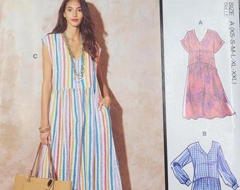 Patrón de costura sin cortar McCall's 11483 Vestido holgado para mujer Tres estilos Tallas XS-XXL, 4-26