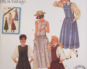 Patrón de costura Simplicity de los años 80, reedición 3048, jerseys estilo cottagecore, tallas 6-14.