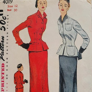 Uncut Vintage 1950's Simplicity 4111 Suit and Blouse Pattern
