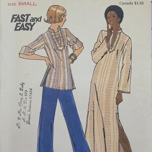 Uncut Vintage 70s Butterick Sewing Pattern 3624 Misses Loose-Fitting Caftan & Top Side Slits Size Small, 8-10 Bust 31.5-32.5