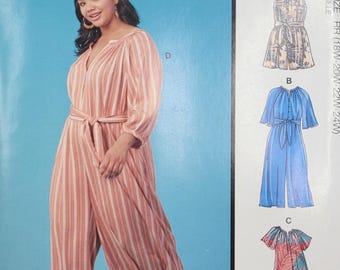 Patrón de costura sin cortar McCall's 11489 para mono, enterizo y fajín de mujer, tallas 18W-24W