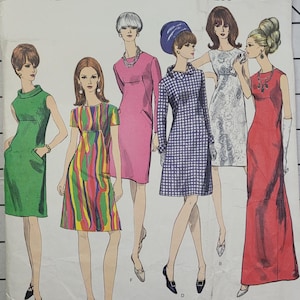 Vintage 60s Vogue Sewing Pattern 1679 Misses One-Piece Dress w/Length & Style Variations Size 14 Bust 34 Cut/Complete