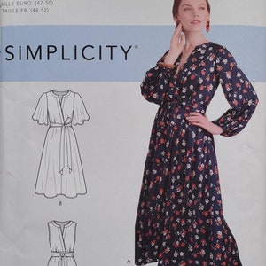 Uncut Simplicity Sewing Pattern 9041 Misses Dress in Three Lengths with Sleeve Variations Size 16-24 Plus