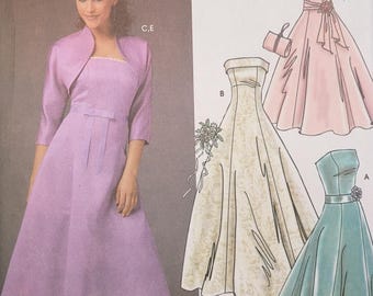 Patrón de costura Simplicity 5186 sin cortar: Vestido formal sin tirantes, bolero y bolso para señoritas/tallas pequeñas (6-12 años)