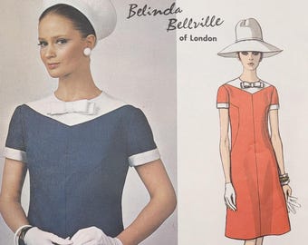 Patrón de costura vintage de los años 60 de Vogue Couturier, modelo 1777, vestido Belinda Bellville de corte A, talla 16, corte B36.