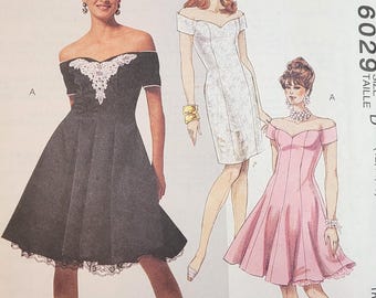 Patrón de costura vintage de los años 90 de McCall's, sin cortar, número 6029, para vestido formal y enagua de mujer, tallas 12-14-16.