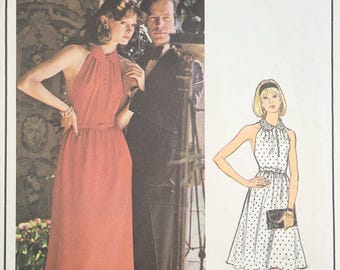 Patrón de costura original de Vogue Paris 1056, vestido halter Lanvin, sin cortar, talla 14