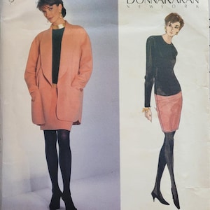 Uncut Vintage 90s Vogue Designer Sewing Pattern 2796 Donna Karen Lined Jacket & Dress Size 8-10-12