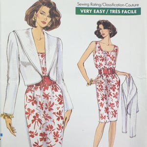 Uncut Vintage 90s Vogue Sewing Pattern 7724 Misses Unlined Jacket & Sleeveless Dress w/Back Zipper Size 8-10-12