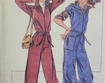 Uncut Vintage 70s Butterick Sewing Pattern 5046 Misses Willi Smith Semi-Fitted Jumpsuit w/Attached Lined Hood Front Zipper Size 10 B32.5