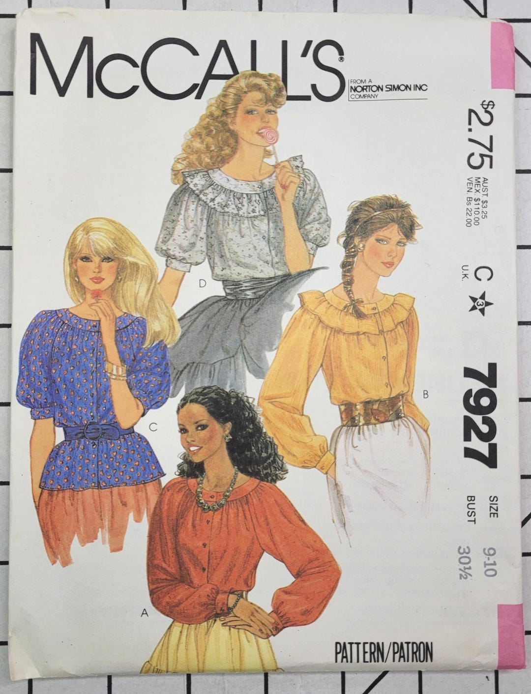 Pattern 7927 Uncut Vintage 80s Mccall's Sewing Pattern 7927 Ruffle Shirt Blouse ...