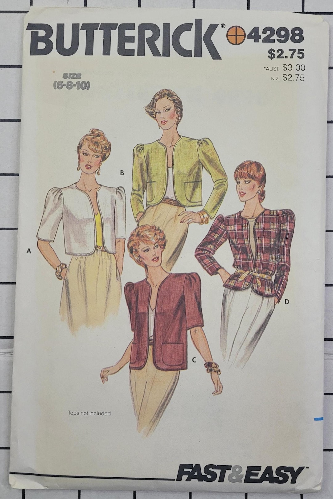 Uncut Vintage Butterick Sewing Pattern 4298 Misses Set of Lined Jackets ...