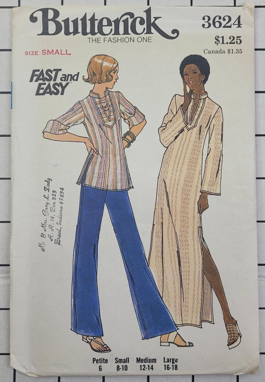 Uncut Vintage 70s Butterick Sewing Pattern 3624 Misses Loose-fitting ...