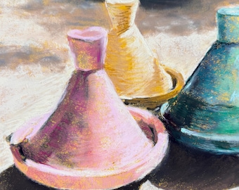 Tajines, zacht pastelschilderij